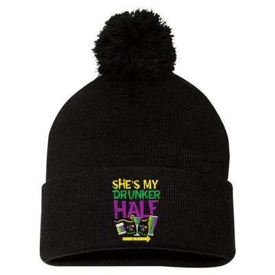 SheS My Drunker Half Matching Couple Boyfriend Mardi Gras Pom Pom 12in Knit Beanie