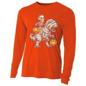 Skeleton Mummy Dinosaur Halloween Pumpkin Gift Cooling Performance Long Sleeve Crew