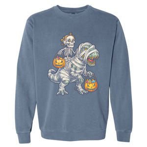 Skeleton Mummy Dinosaur Halloween Pumpkin Gift Garment-Dyed Sweatshirt