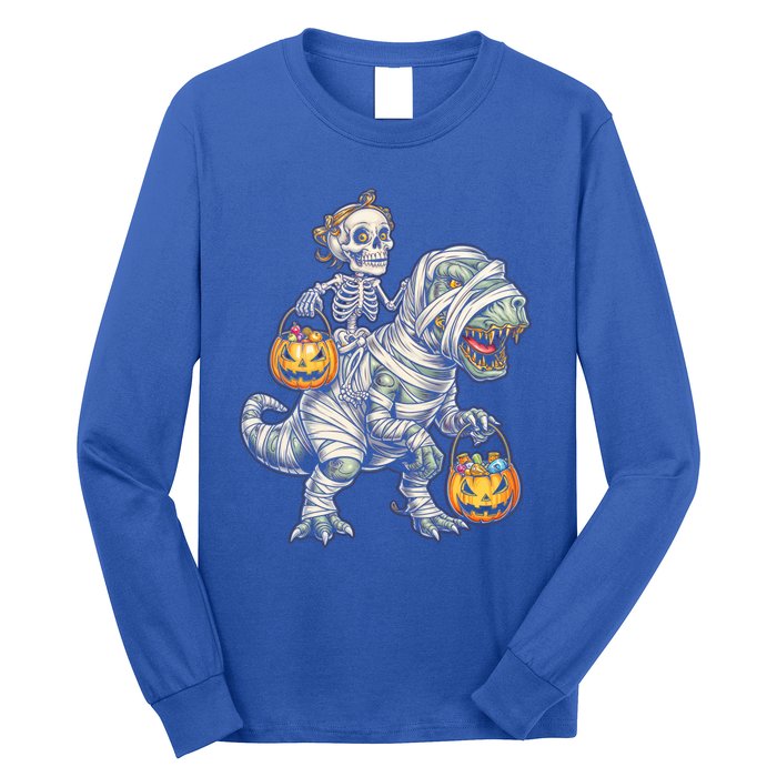 Skeleton Mummy Dinosaur Halloween Pumpkin Gift Long Sleeve Shirt