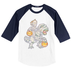 Skeleton Mummy Dinosaur Halloween Pumpkin Gift Baseball Sleeve Shirt