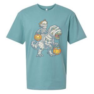 Skeleton Mummy Dinosaur Halloween Pumpkin Gift Sueded Cloud Jersey T-Shirt