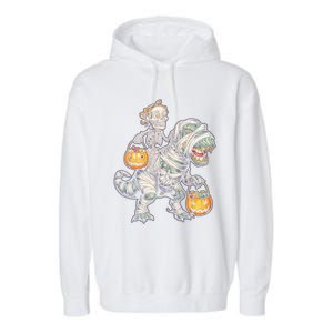 Skeleton Mummy Dinosaur Halloween Pumpkin Gift Garment-Dyed Fleece Hoodie