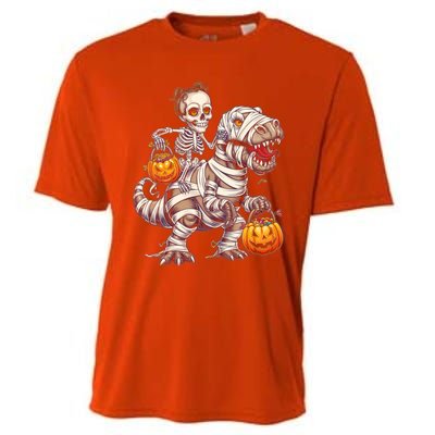 Skeleton Mummy Dinosaur Halloween Pumpkin Trick Treat Funny Gift Cooling Performance Crew T-Shirt