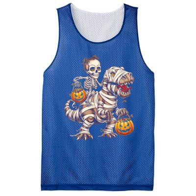 Skeleton Mummy Dinosaur Halloween Pumpkin Trick Treat Funny Gift Mesh Reversible Basketball Jersey Tank