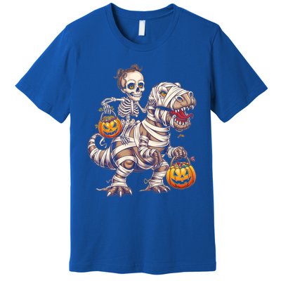 Skeleton Mummy Dinosaur Halloween Pumpkin Trick Treat Funny Gift Premium T-Shirt