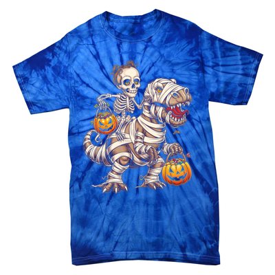 Skeleton Mummy Dinosaur Halloween Pumpkin Trick Treat Funny Gift Tie-Dye T-Shirt