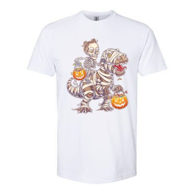 Skeleton Mummy Dinosaur Halloween Pumpkin Trick Treat Funny Gift Softstyle CVC T-Shirt