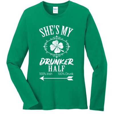 SheS My Drunker Half St Patricks Day Matching Couple Ladies Long Sleeve Shirt