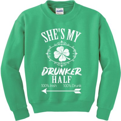 SheS My Drunker Half St Patricks Day Matching Couple Kids Sweatshirt