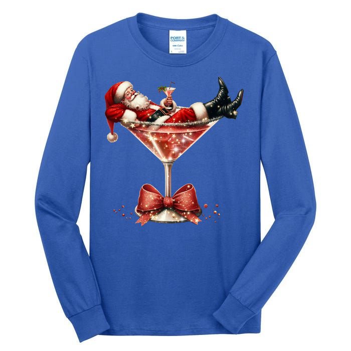 Santa Martini Espresso Martini Coquette Christmas Santa Xmas Cute Gift Tall Long Sleeve T-Shirt