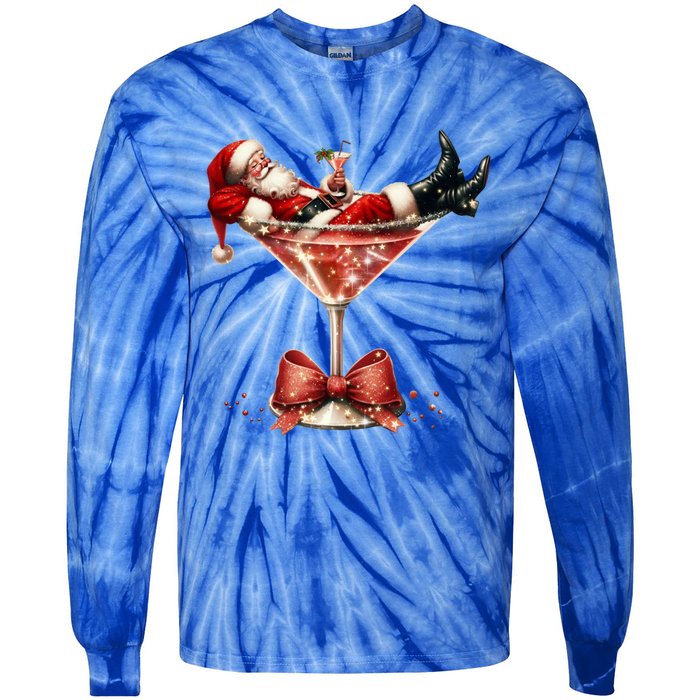 Santa Martini Espresso Martini Coquette Christmas Santa Xmas Cute Gift Tie-Dye Long Sleeve Shirt