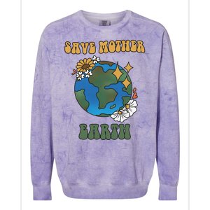 Save Mother Earth Retro Planet Floral Colorblast Crewneck Sweatshirt