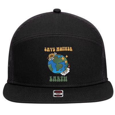 Save Mother Earth Retro Planet Floral 7 Panel Mesh Trucker Snapback Hat
