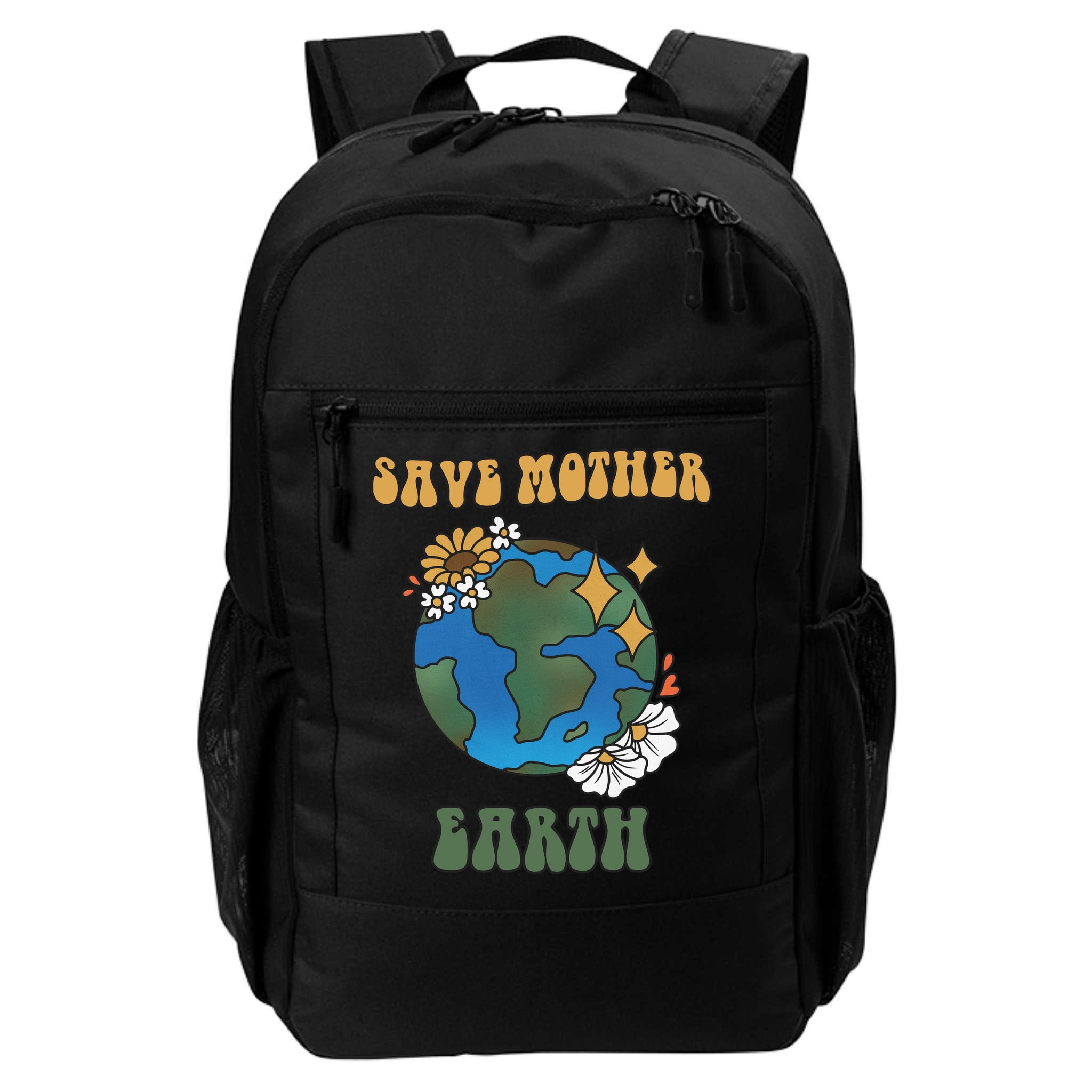 Save Mother Earth Retro Planet Floral Backpack