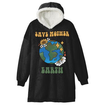 Save Mother Earth Retro Planet Floral Hooded Wearable Blanket