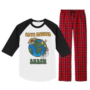 Save Mother Earth Retro Planet Floral Raglan Sleeve Pajama Set