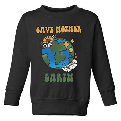 Save Mother Earth Retro Planet Floral Toddler Sweatshirt