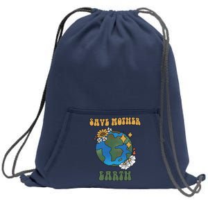 Save Mother Earth Retro Planet Floral Sweatshirt Cinch Pack Bag