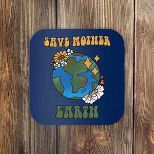 Save Mother Earth Retro Planet Floral Coaster