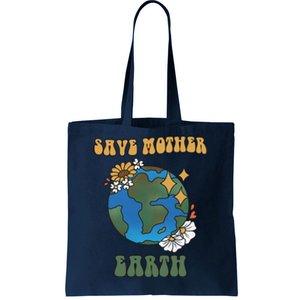 Save Mother Earth Retro Planet Floral Tote Bag