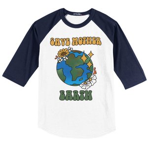 Save Mother Earth Retro Planet Floral Baseball Sleeve Shirt