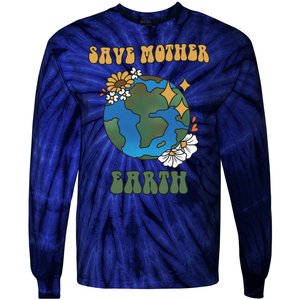 Save Mother Earth Retro Planet Floral Tie-Dye Long Sleeve Shirt