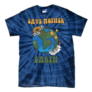 Save Mother Earth Retro Planet Floral Tie-Dye T-Shirt