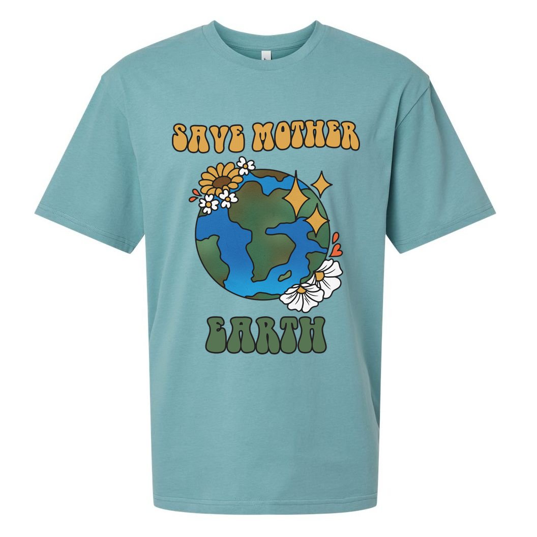 Save Mother Earth Retro Planet Floral Sueded Cloud Jersey T-Shirt