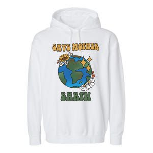 Save Mother Earth Retro Planet Floral Garment-Dyed Fleece Hoodie