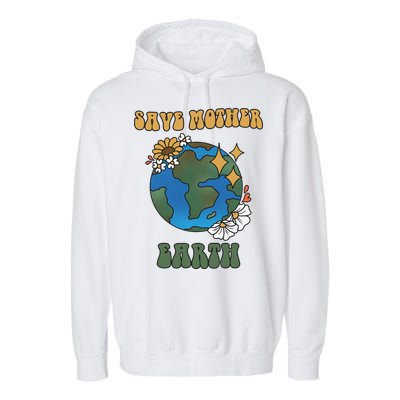 Save Mother Earth Retro Planet Floral Garment-Dyed Fleece Hoodie