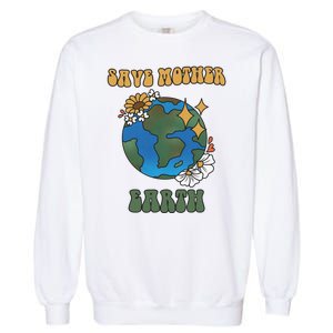 Save Mother Earth Retro Planet Floral Garment-Dyed Sweatshirt