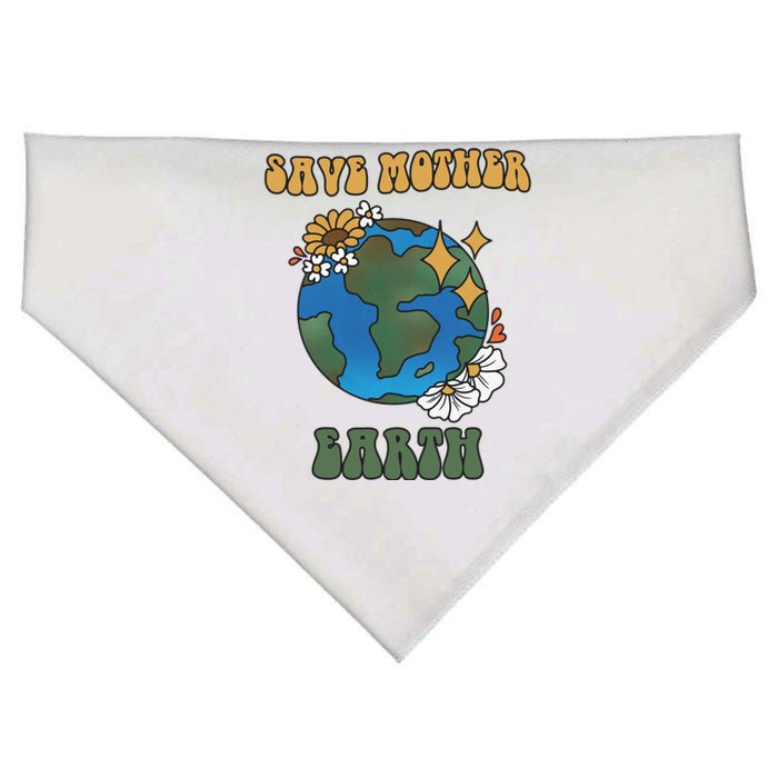 Save Mother Earth Retro Planet Floral USA-Made Doggie Bandana