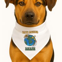Save Mother Earth Retro Planet Floral USA-Made Doggie Bandana