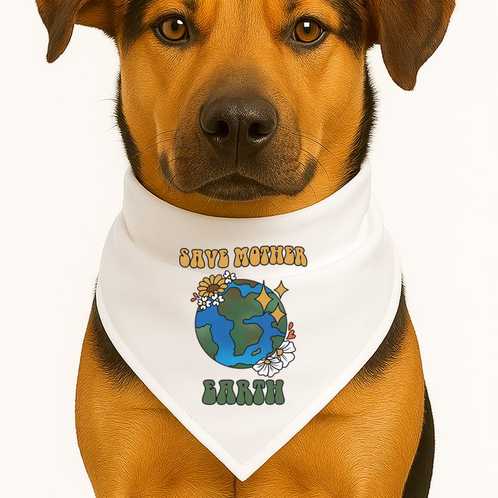 Save Mother Earth Retro Planet Floral USA-Made Doggie Bandana