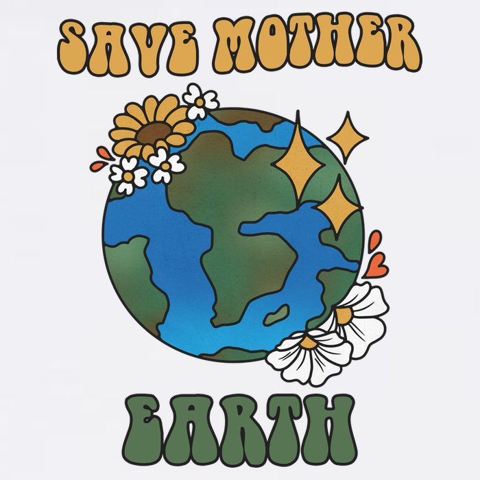 Save Mother Earth Retro Planet Floral USA-Made Doggie Bandana