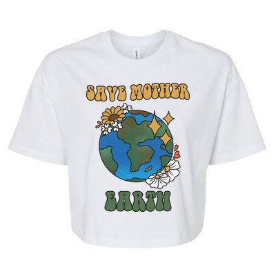 Save Mother Earth Retro Planet Floral Bella+Canvas Jersey Crop Tee