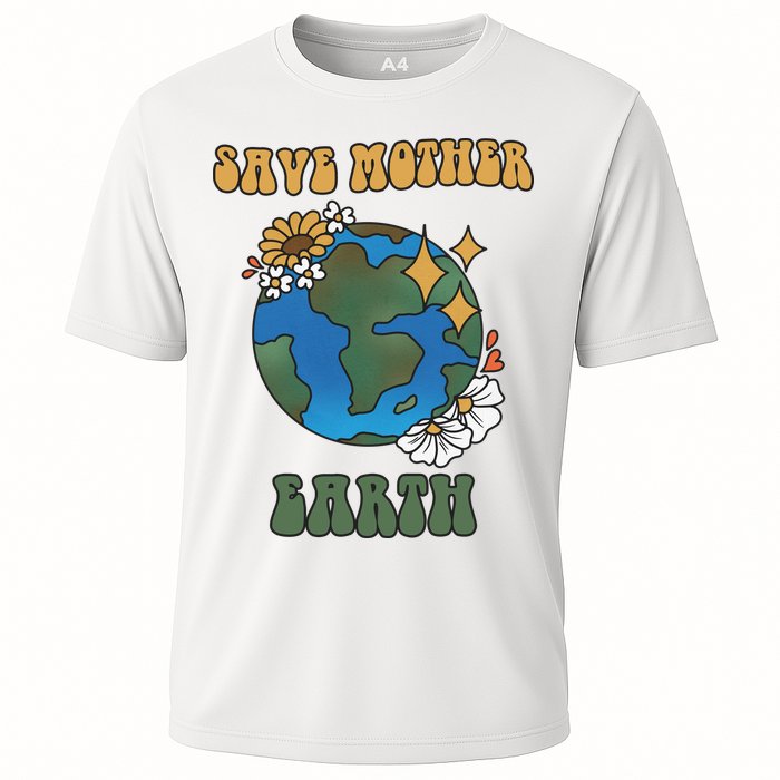 Save Mother Earth Retro Planet Floral Cooling Performance Crew T-Shirt