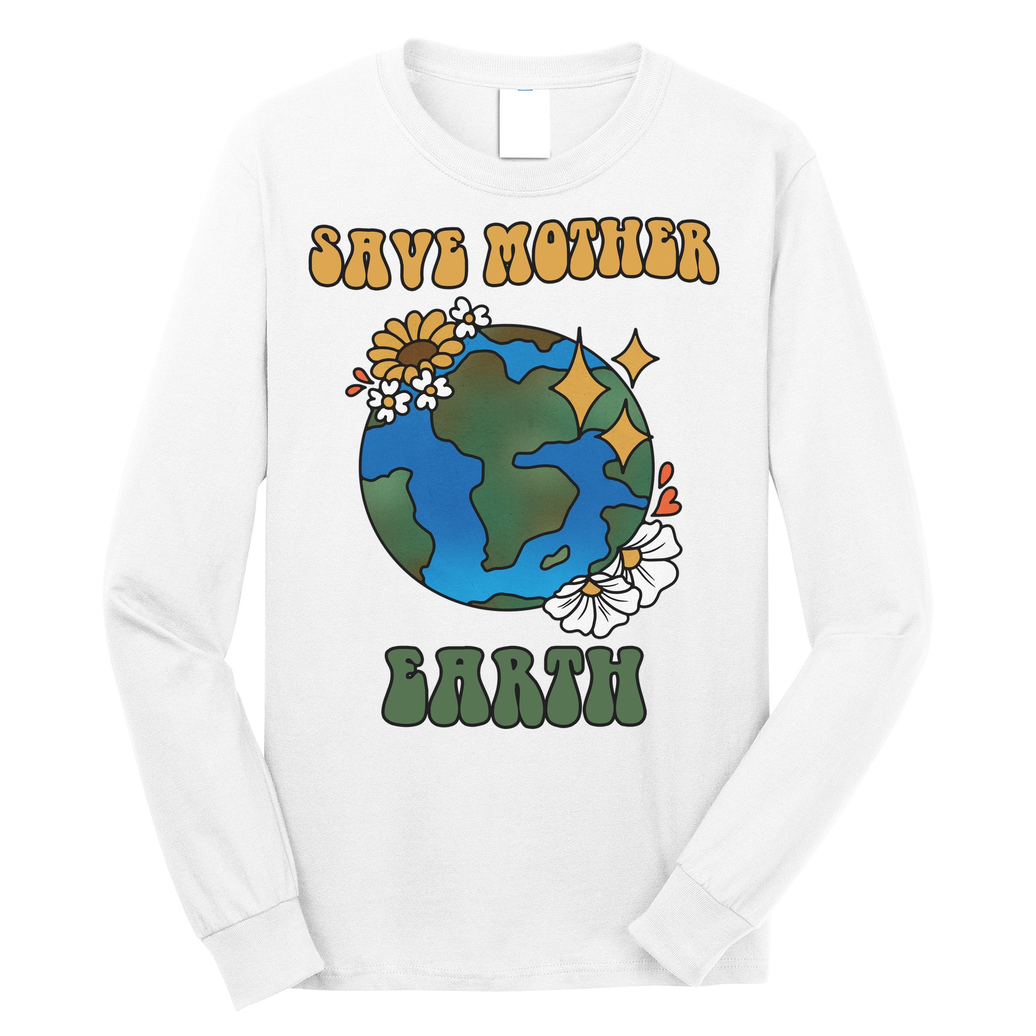 Save Mother Earth Retro Planet Floral Long Sleeve Shirt