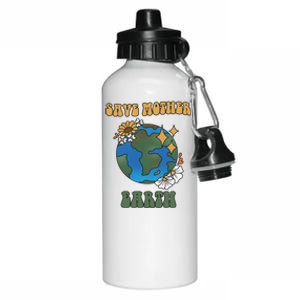 Save Mother Earth Retro Planet Floral Aluminum Water Bottle