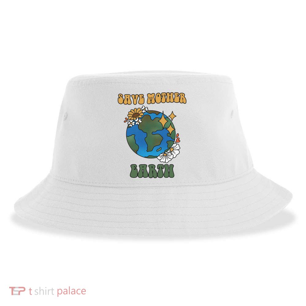 Save Mother Earth Retro Planet Floral Sustainable Bucket Hat
