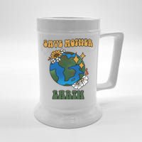 Save Mother Earth Retro Planet Floral Beer Stein