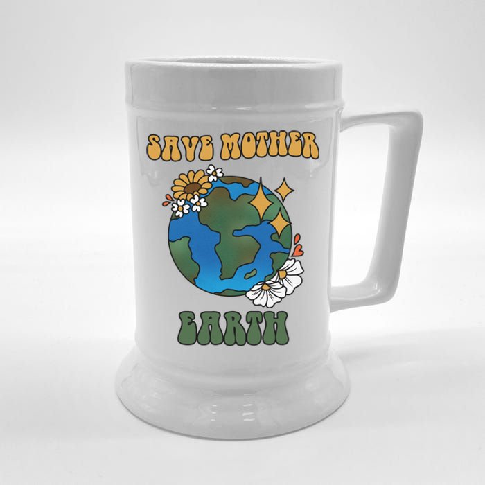 Save Mother Earth Retro Planet Floral Beer Stein