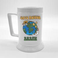 Save Mother Earth Retro Planet Floral Beer Stein