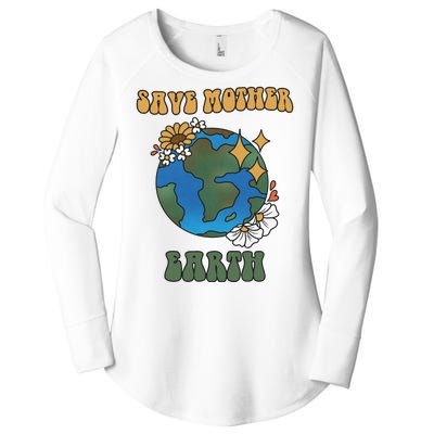 Save Mother Earth Retro Planet Floral Women's Perfect Tri Tunic Long Sleeve Shirt