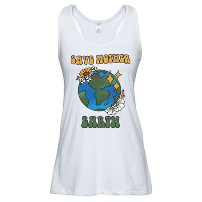 Save Mother Earth Retro Planet Floral Ladies Essential Flowy Tank