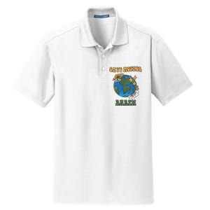 Save Mother Earth Retro Planet Floral Dry Zone Grid Polo