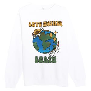 Save Mother Earth Retro Planet Floral Premium Crewneck Sweatshirt