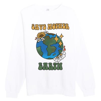 Save Mother Earth Retro Planet Floral Premium Crewneck Sweatshirt