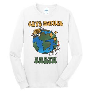 Save Mother Earth Retro Planet Floral Tall Long Sleeve T-Shirt